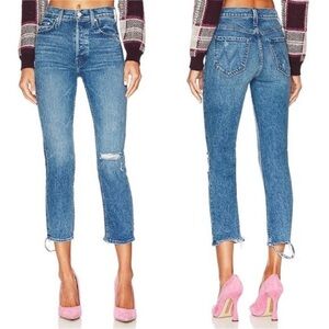 Mother The Tomcat Distressed Straight Leg Crop Jeans in Completely Over Size 27